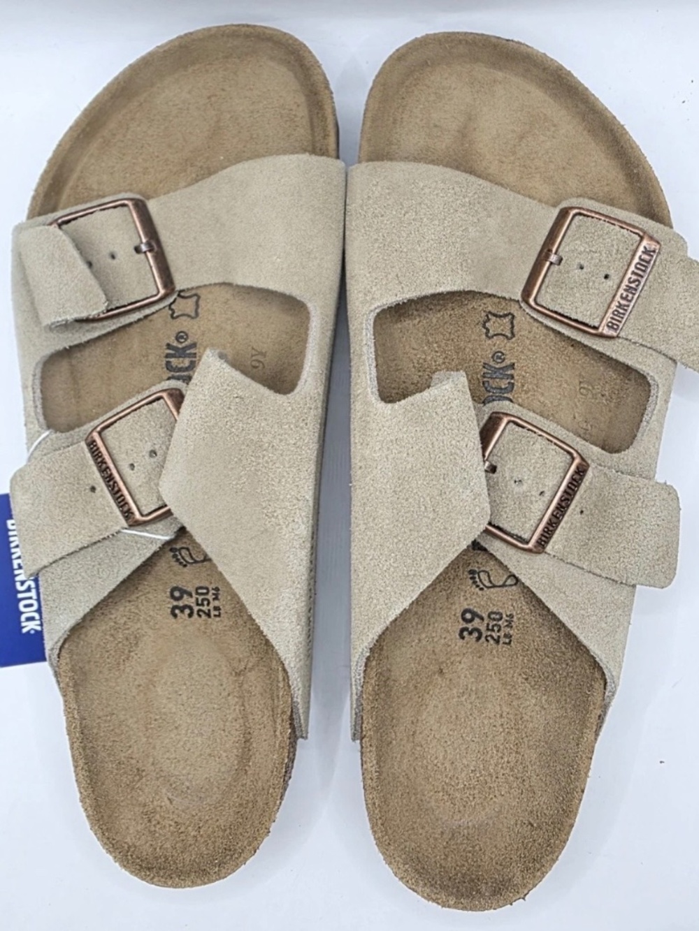 NIB Birkenstock Arizona Suede Taupe Sandals Women Size 8 EU 39 SOLD OUT